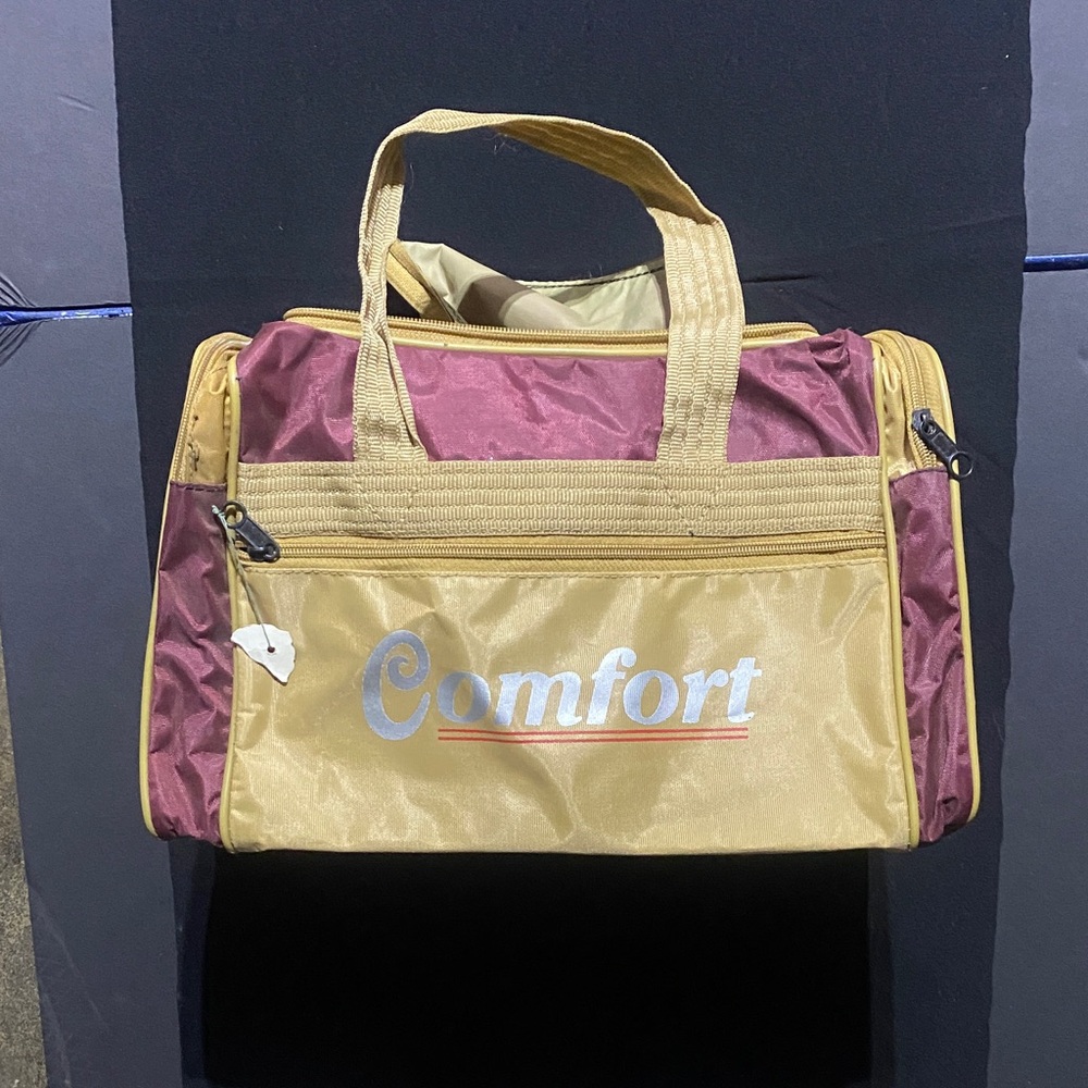 Women's Burgundy and Tan Travel Bag